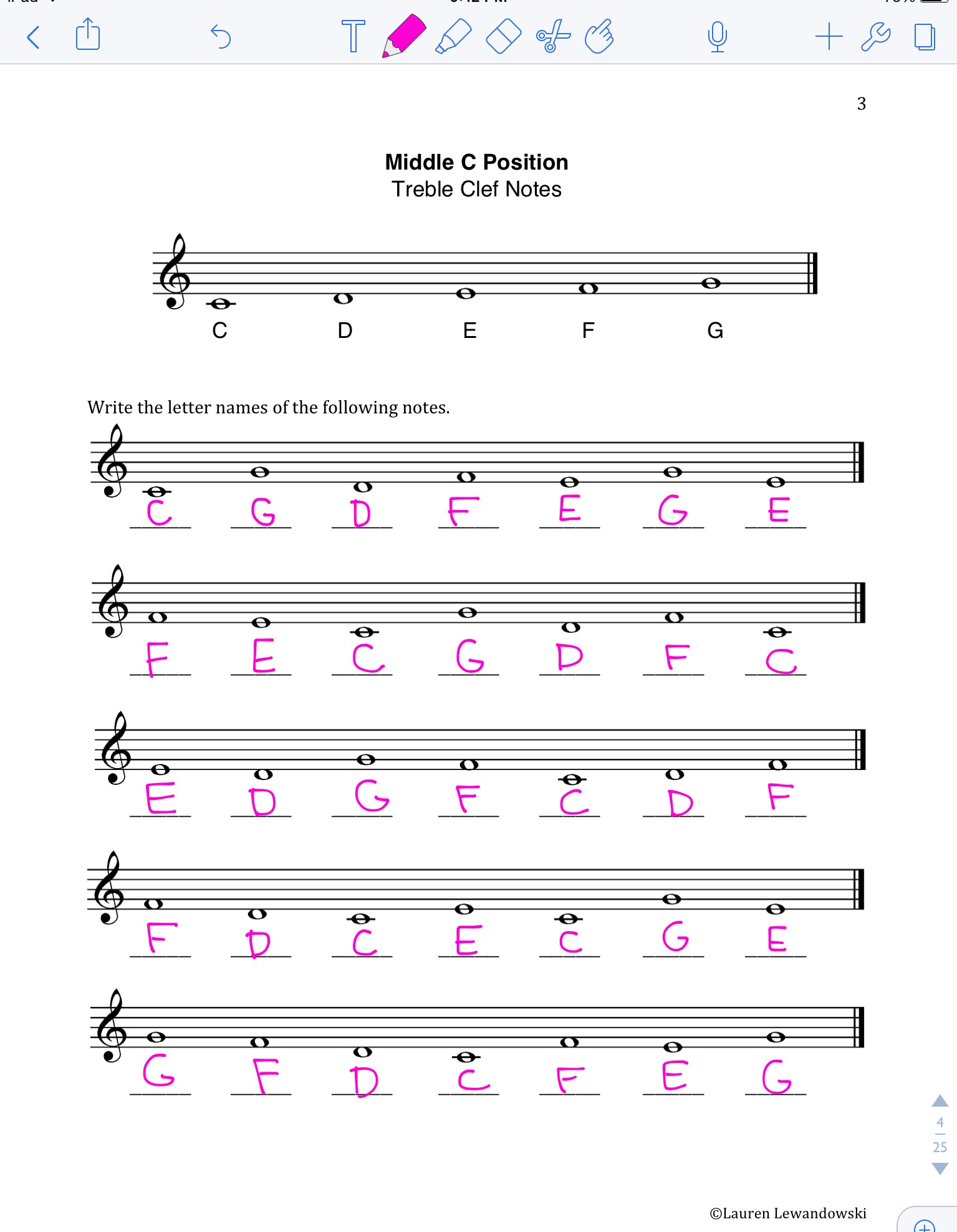 numbered musical notations