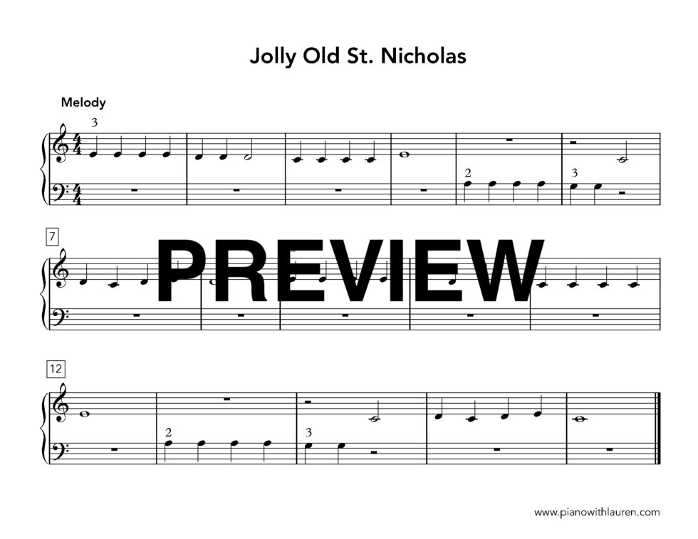 Jolly Old St. Nicholas Piano Ensemble Music | Piano with Lauren