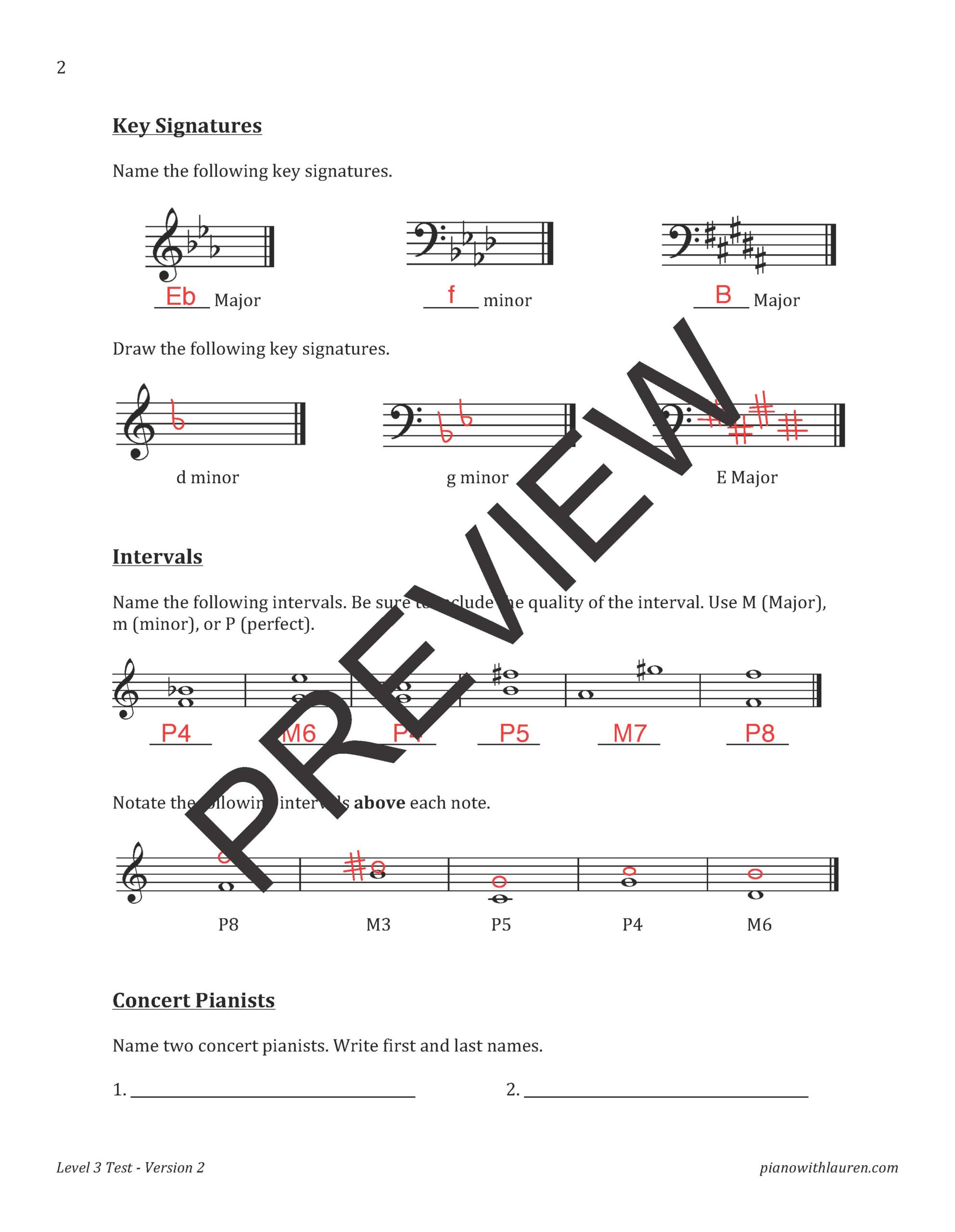 03 Sample Pages From Level 3 Written Test Version 2 Answer Key