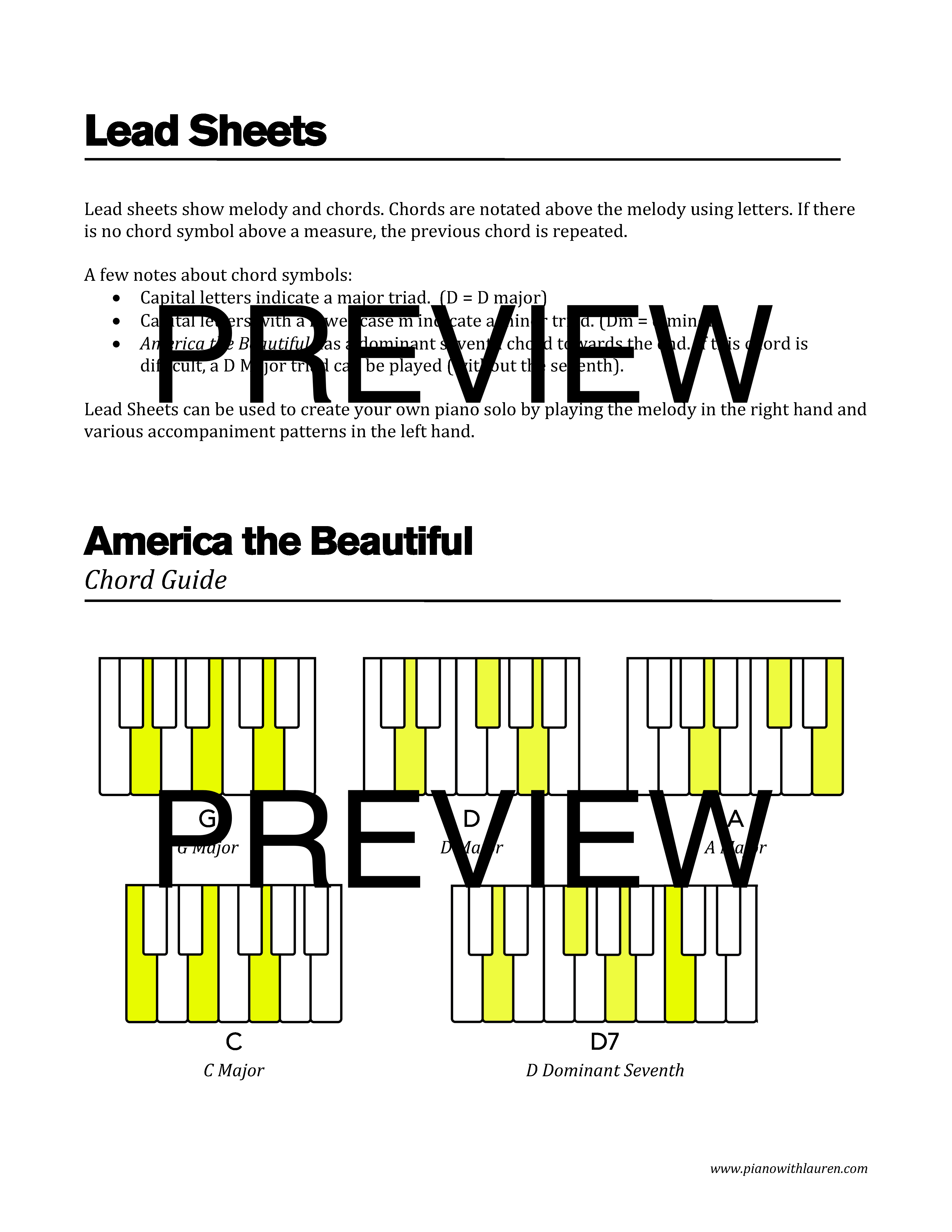 america the beautiful lead sheet