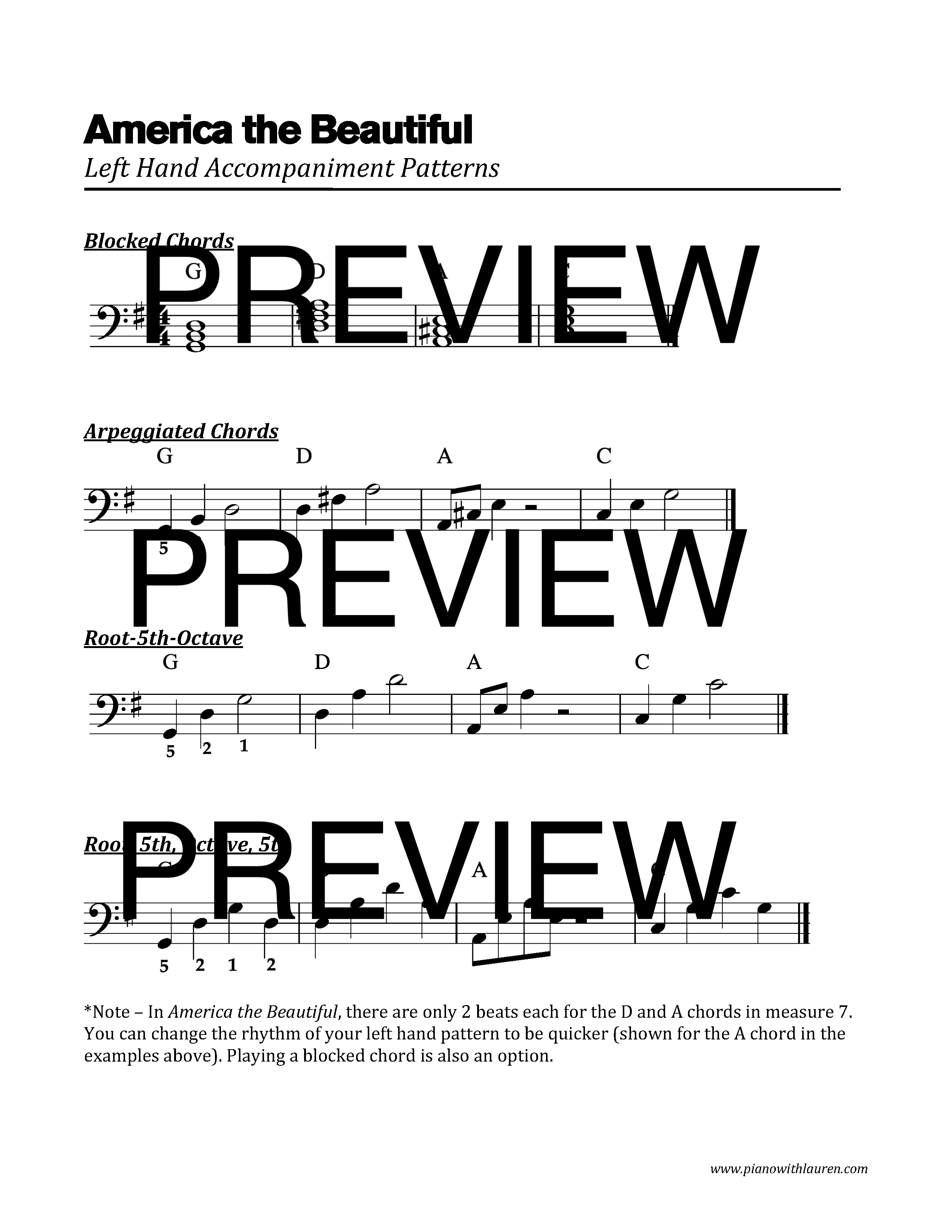 america the beautiful lead sheet