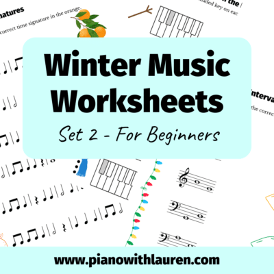 winter music worksheets beginners set 2