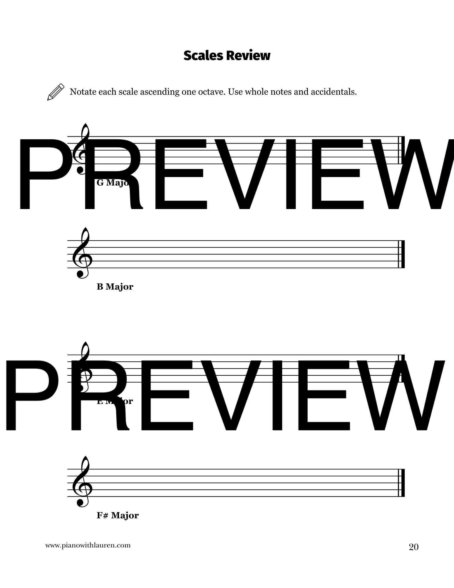 major scales with sharps worksheets