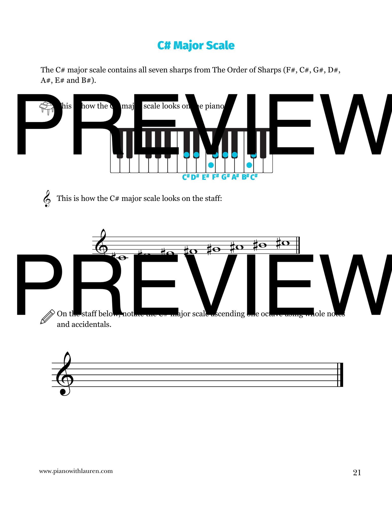 major scales with sharps worksheets