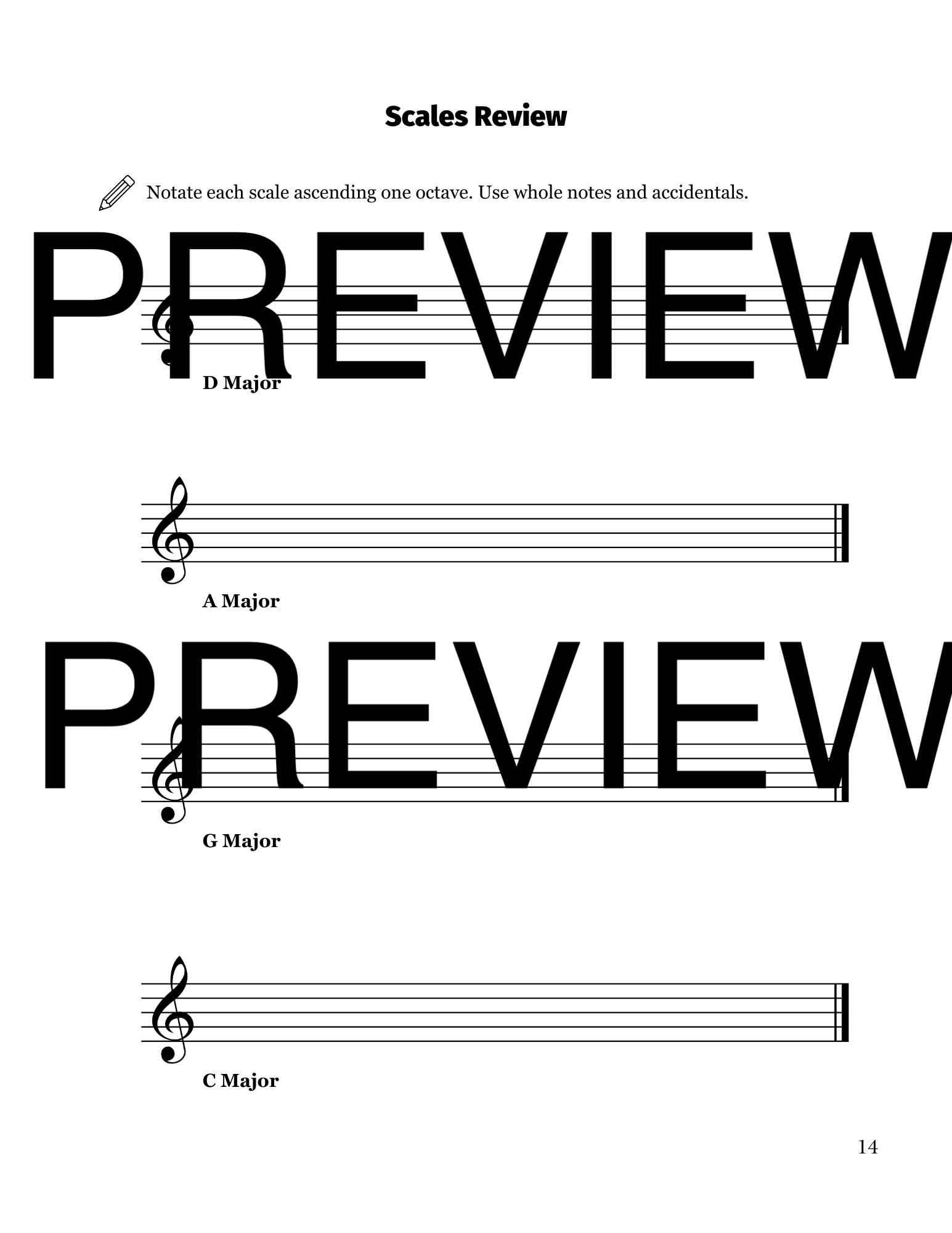 major scales with sharps worksheets